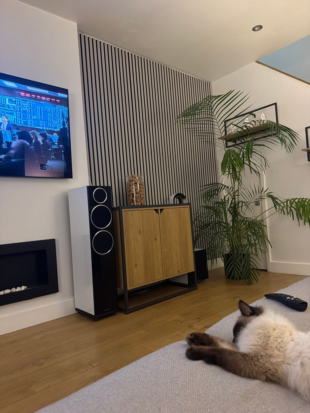 Customer photo review of Acoustic Slat Wall Panels Wooden Decorative Wall Panels Grey Oak Premium 2.4m x 0.6m