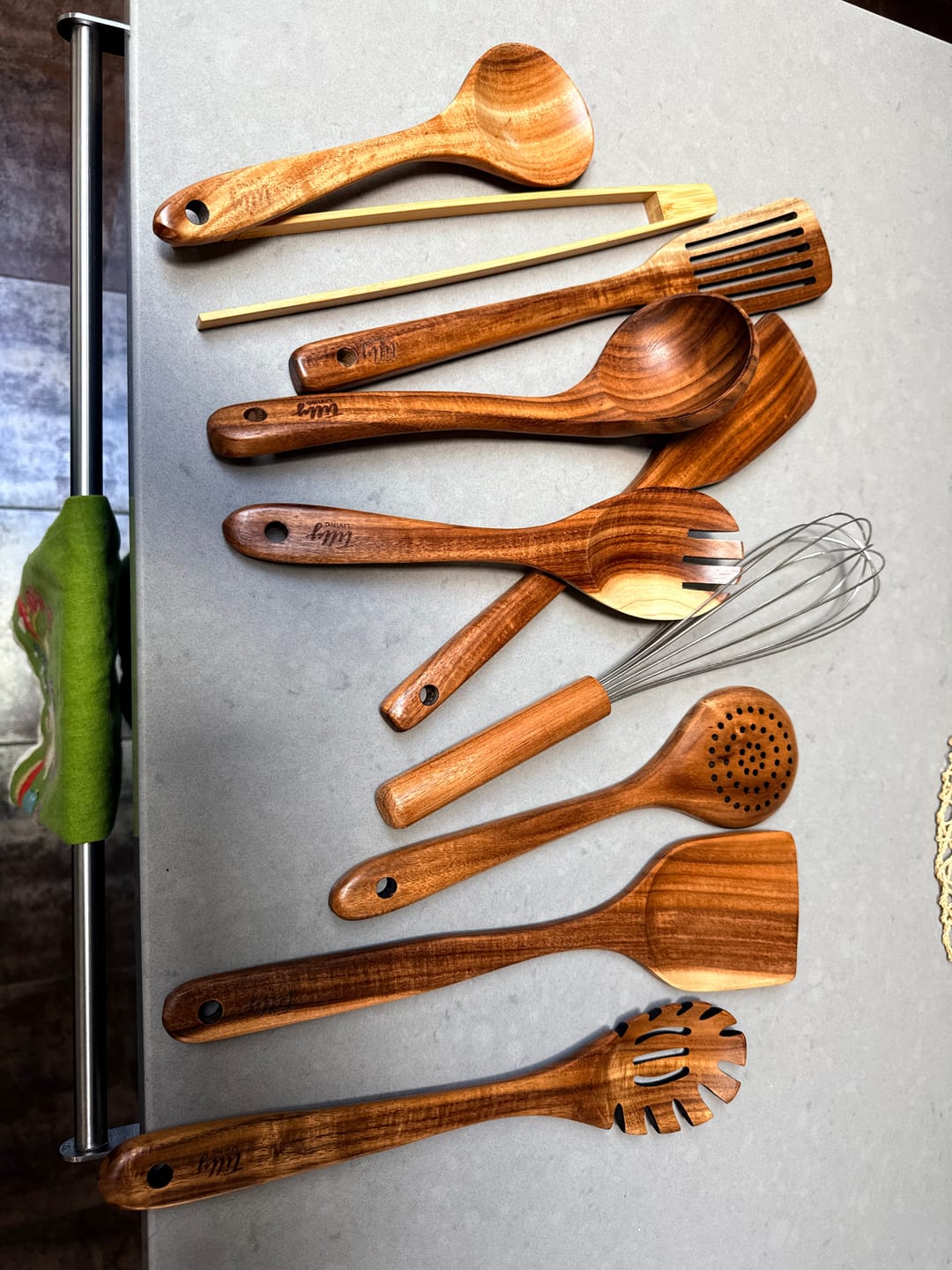 Customer photo review of 10 Piece Teak Wooden Utensil Set