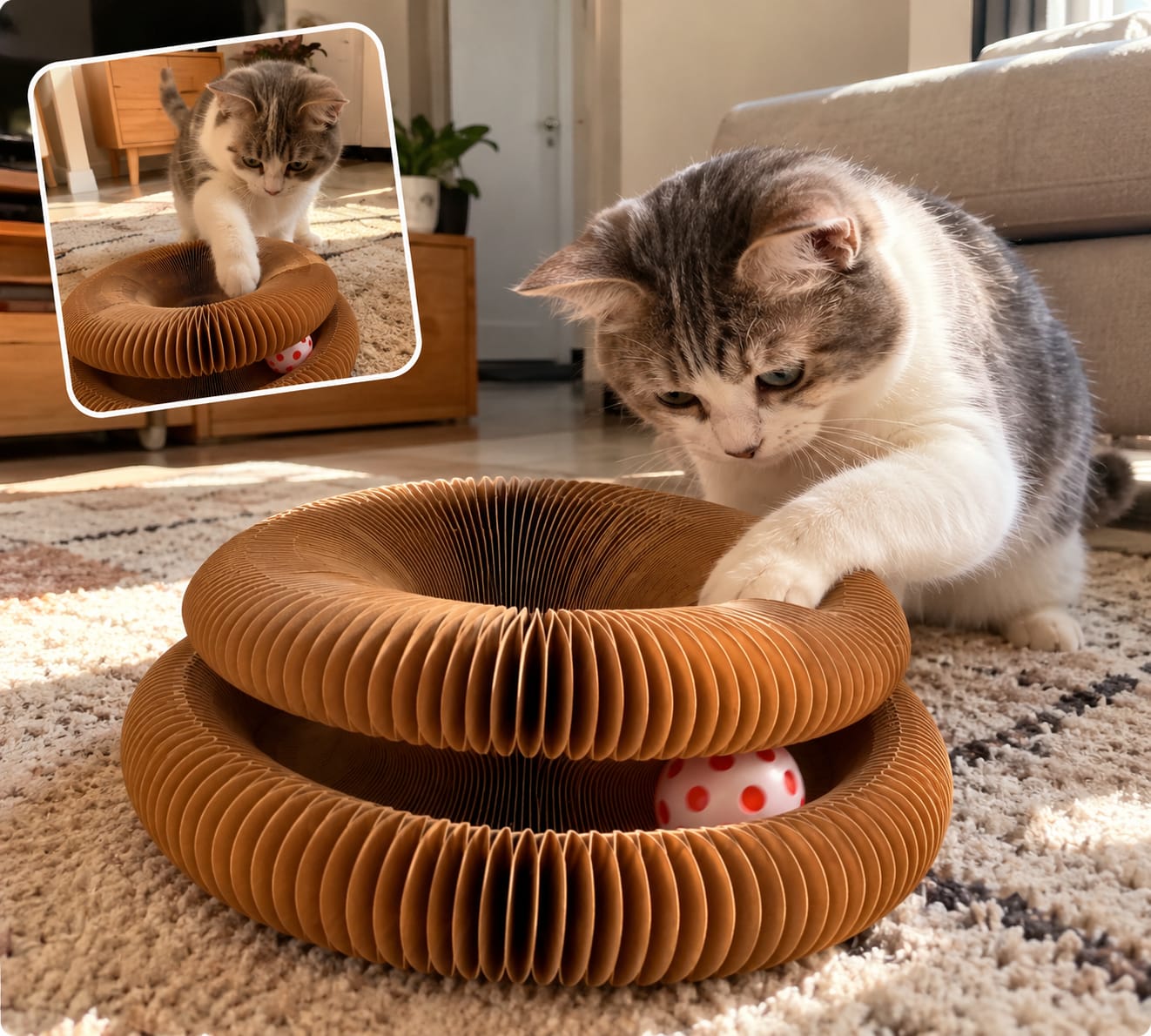 Customer photo review of Akordiyonlu kedi yatağı