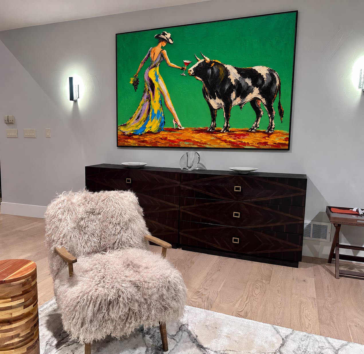 Customer photo review of Green Field Bull and Grape Wall Art