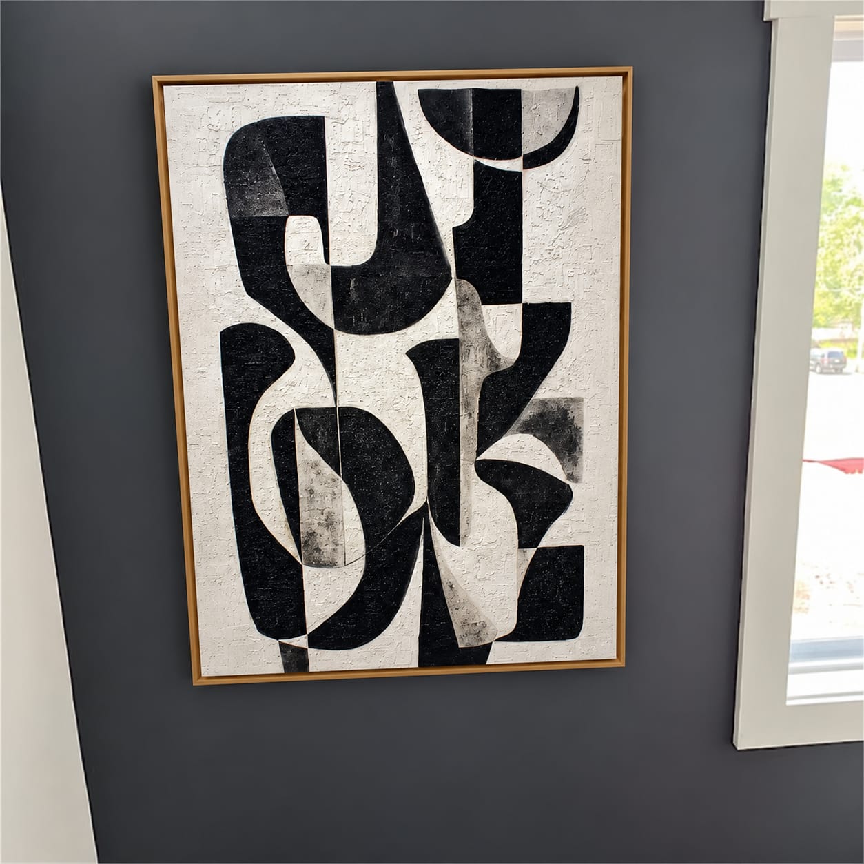Customer photo review of Graphic Rhythm-Black White Abstract Painting