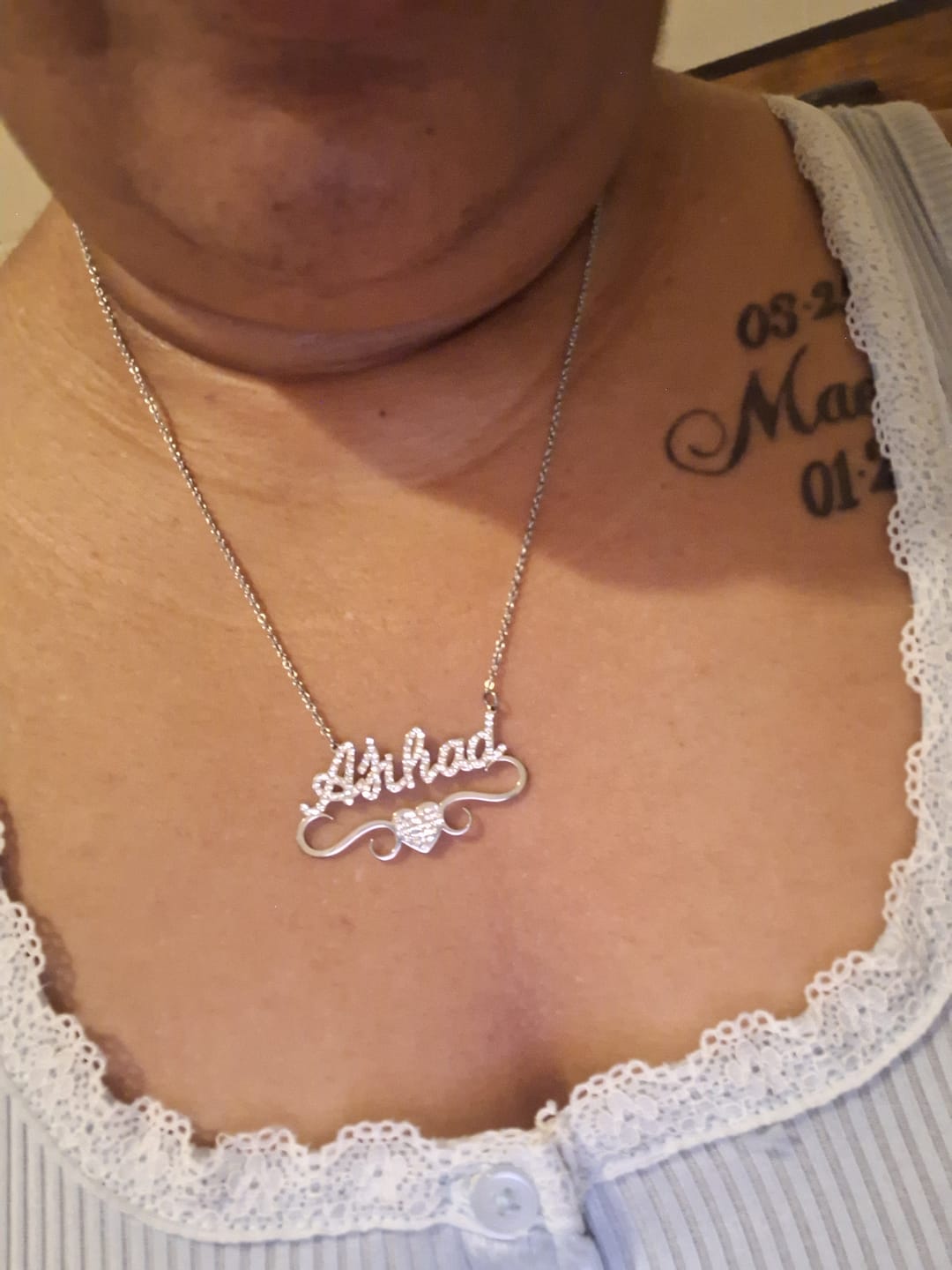 Customer photo review of Ice out Personalized Single Name Nameplate Necklace