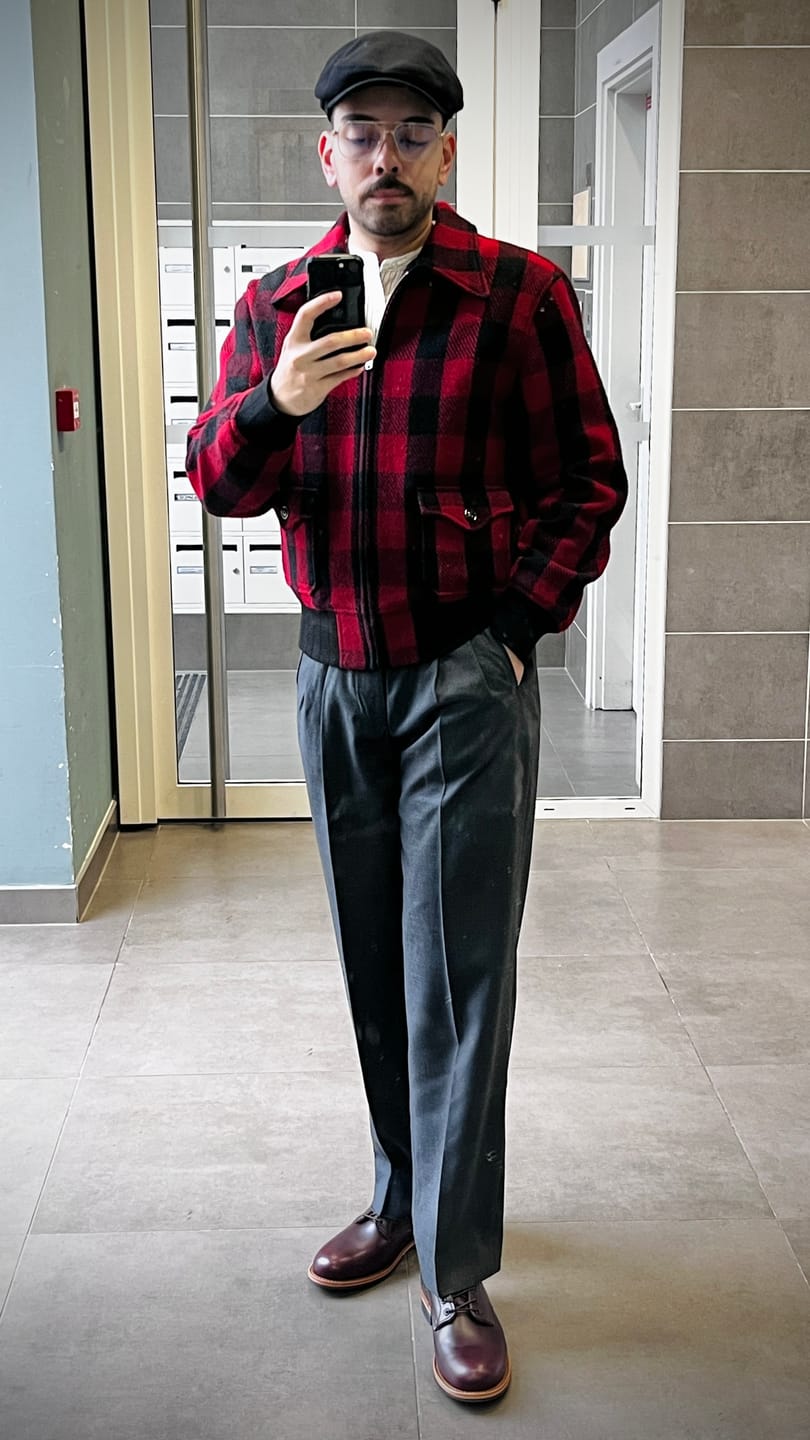 Customer photo review of Hollywood Waisted Wool Blend Trousers - Dark Gray