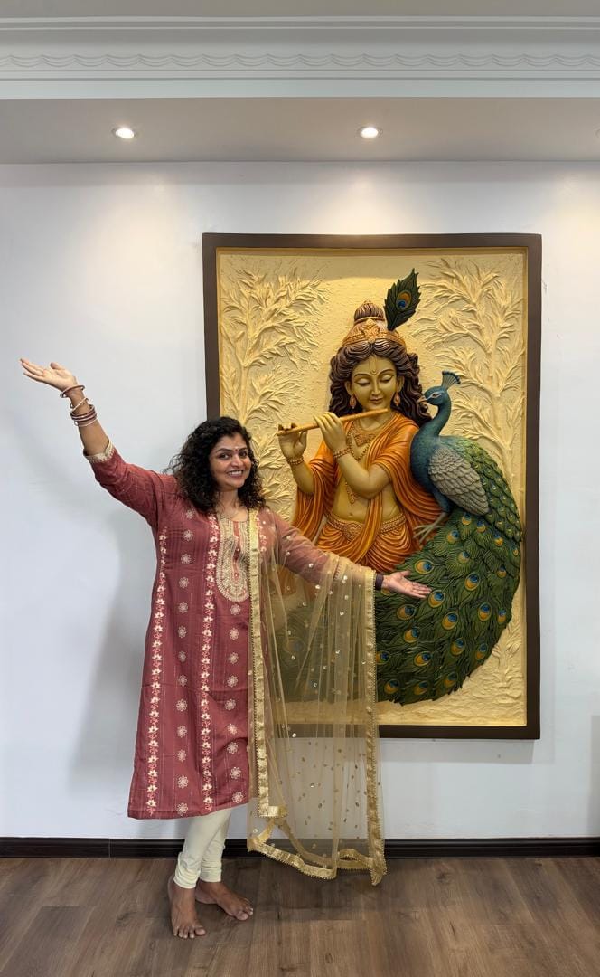 Customer photo review of Shri Krishna with Peacock Wall Mural – 6x4ft