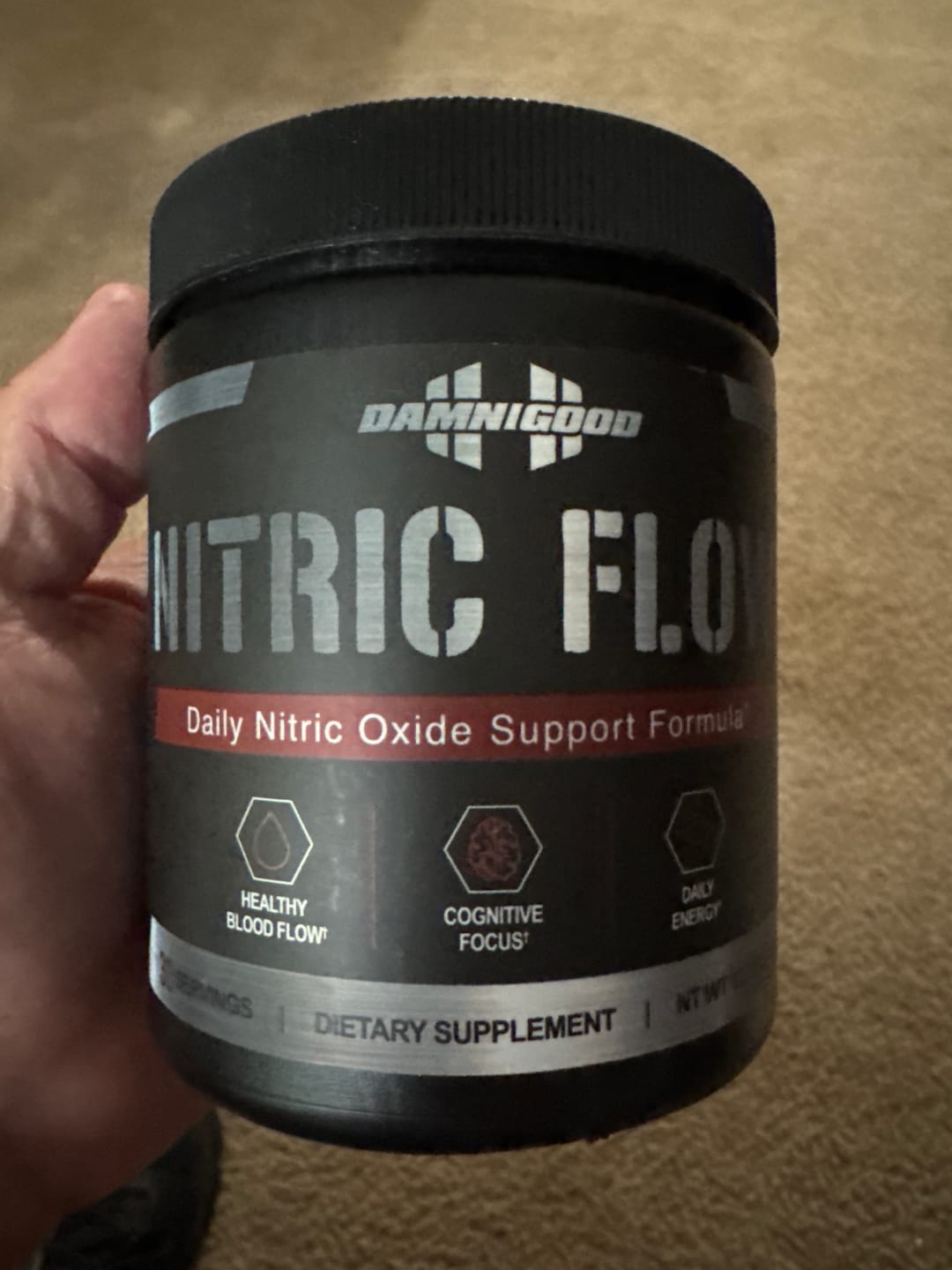 Customer photo review of Damn Good™ Nitric Flow - Strawberry Mango - 30 Scoops (30 Servings)