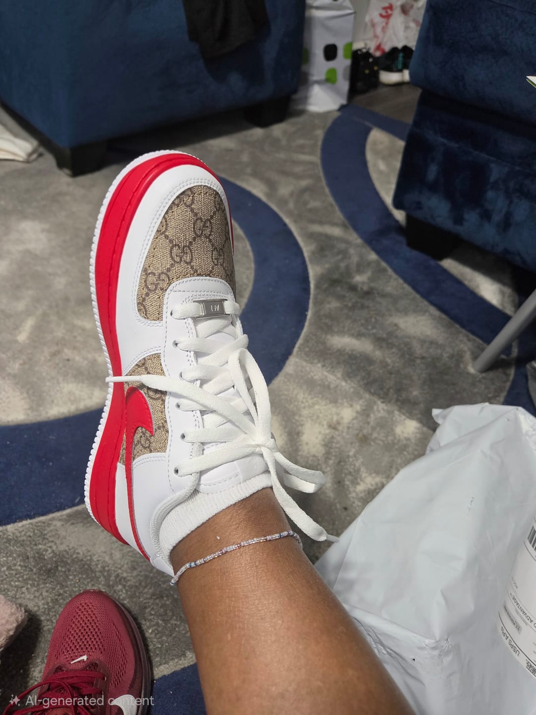 Customer photo review of Red Swoosh GeeGee Air Forces
