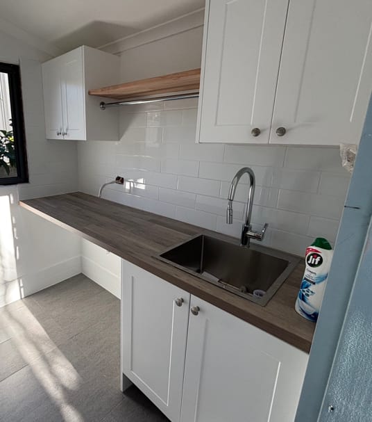 Customer photo review of Leah Pull Out Sink Mixer with Veggie Spray