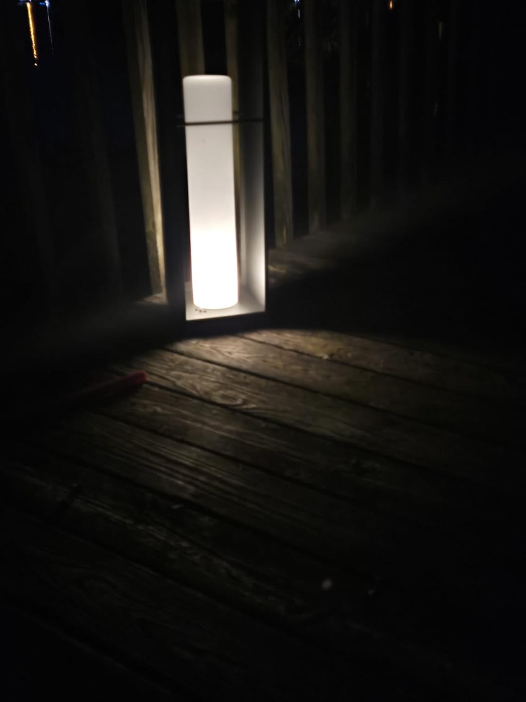 Customer photo review of Solar Outdoor Lantern | Black Aluminum Frame, Frosted Diffuser, IP65 | 11.8 to 23.6 in, 3-Color Remote Option