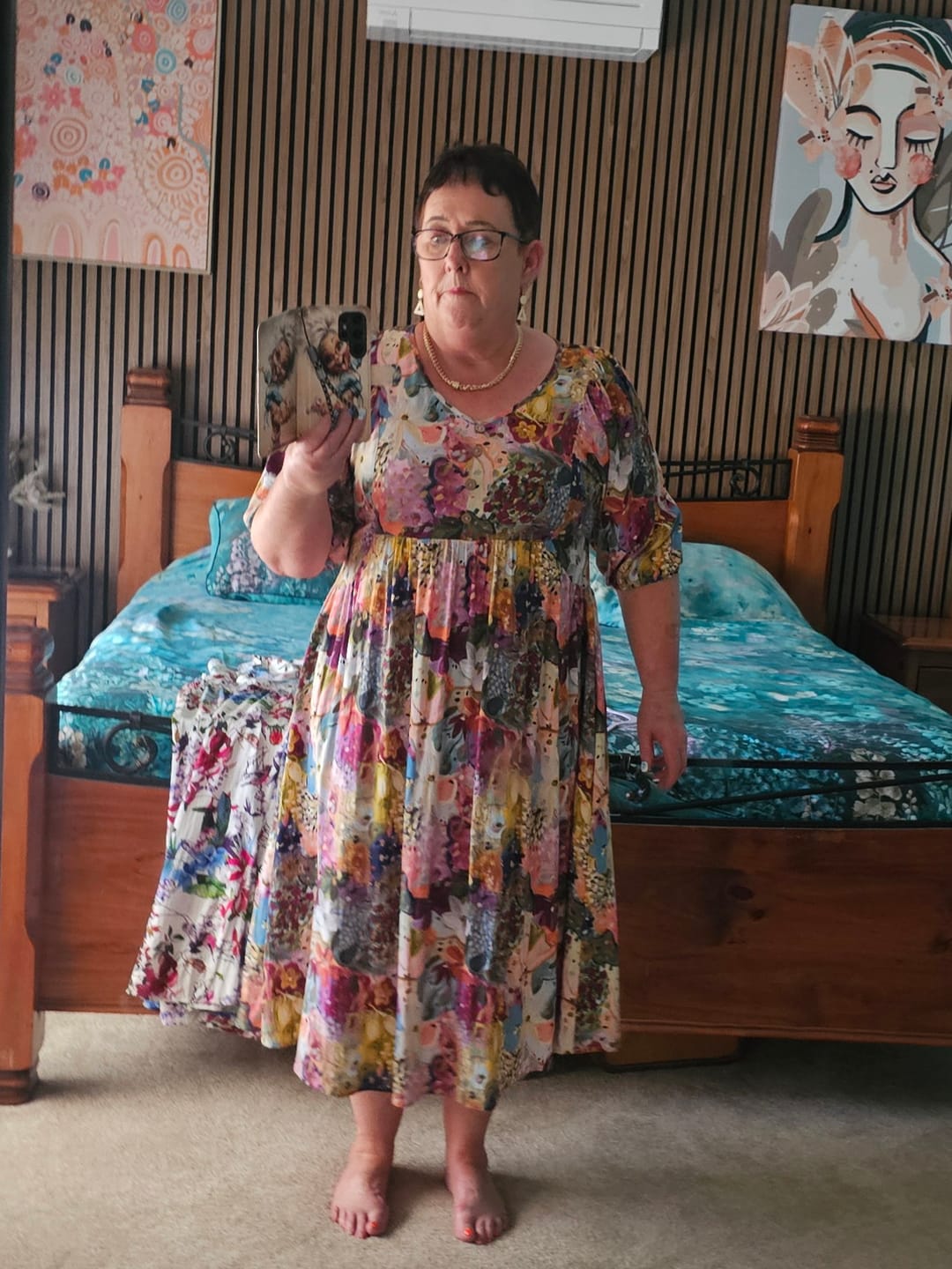 Customer photo review of Zandra Midi Dress in Pink Multi