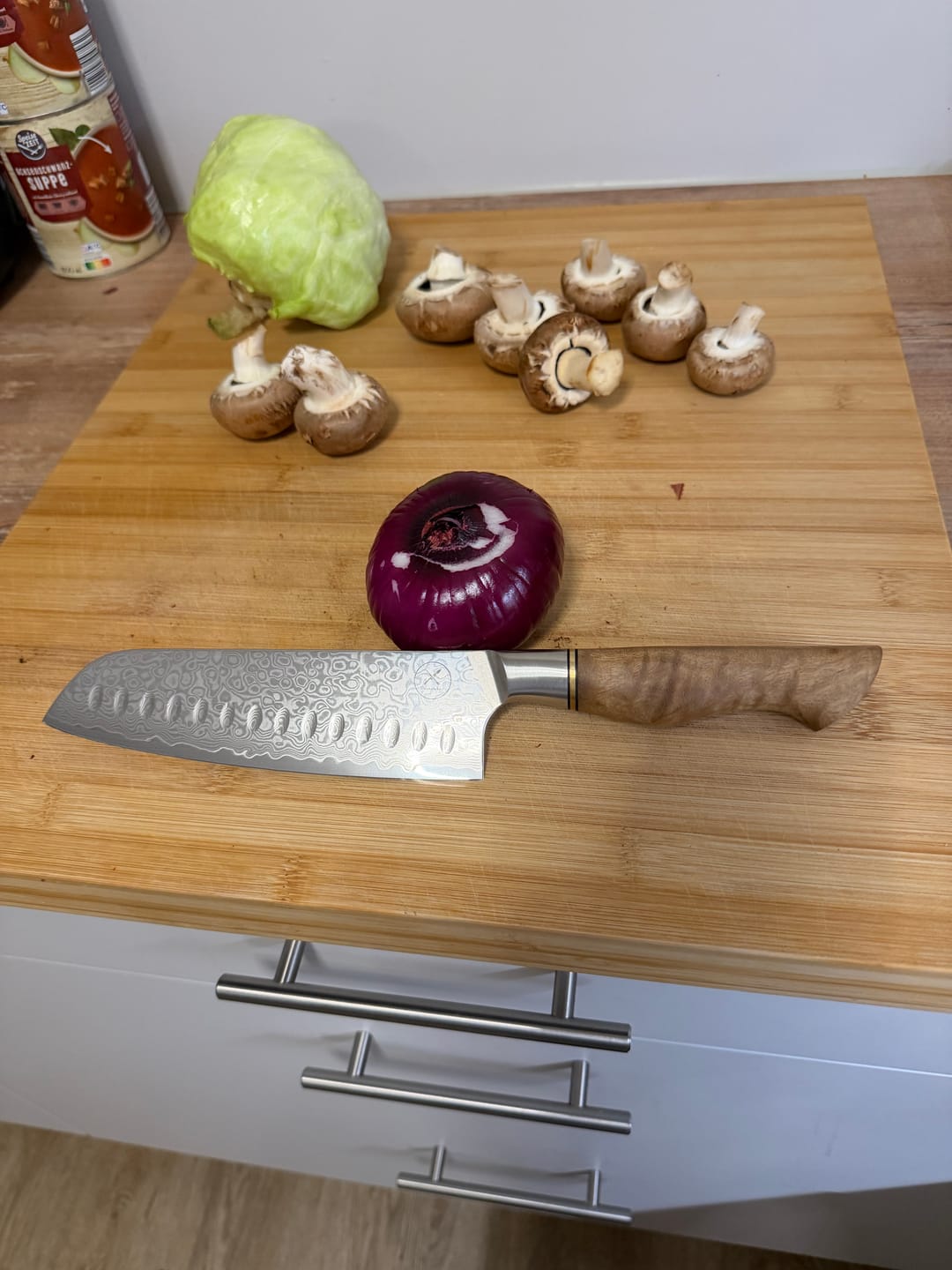 Customer photo review of Damast Santoku Bergahorn 🎁 Vorteilspaket