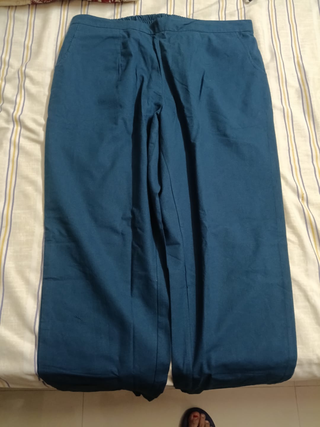 Customer photo review of Women Peacock Blue Cotton Pant