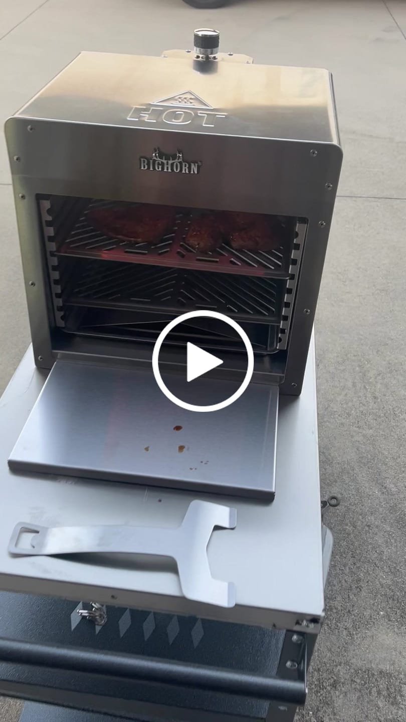 Customer video review of 1500℉ Portable Infrared Steak Grill with Pizza Stone, Stainless Steel- 16 Inch