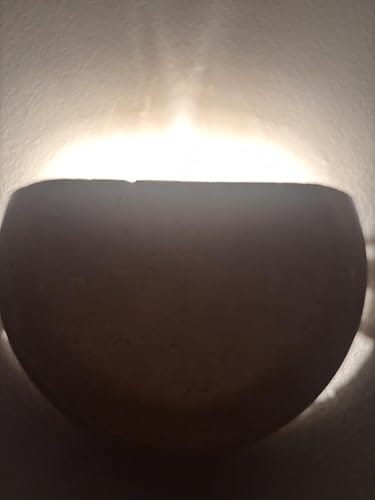 Customer photo review of Travertine Stone Wall Sconce | Half-Bowl Uplight, G9 LED Bulb Included | 7.9 in Wabi-Sabi Wall Washer, Hardwired
