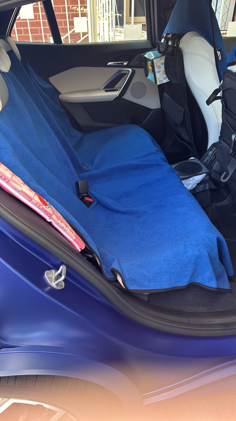Customer photo review of Waterproof Backseat Car Towel Seat Cover