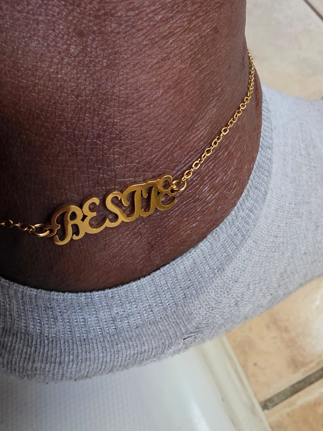 Customer photo review of Custom Name Anklet