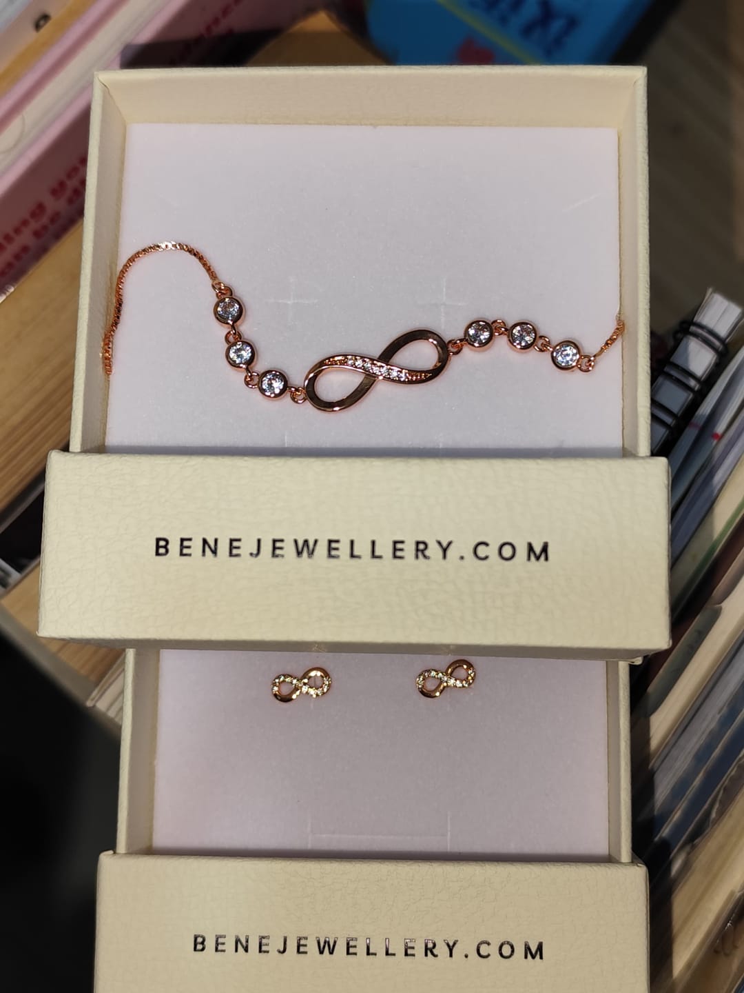 Customer photo review of Noelle Infinity Earrings