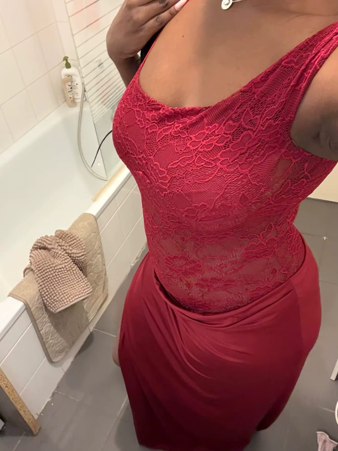 Customer photo review of Vivienne Lace Maxi Dress