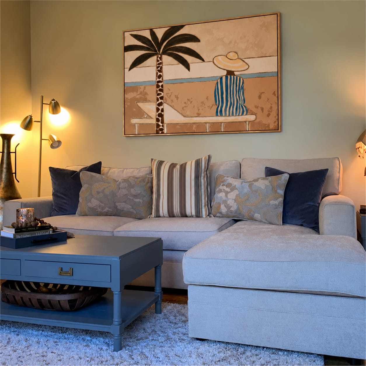 Customer photo review of Seaside Pause-Striped Woman Beach Painting