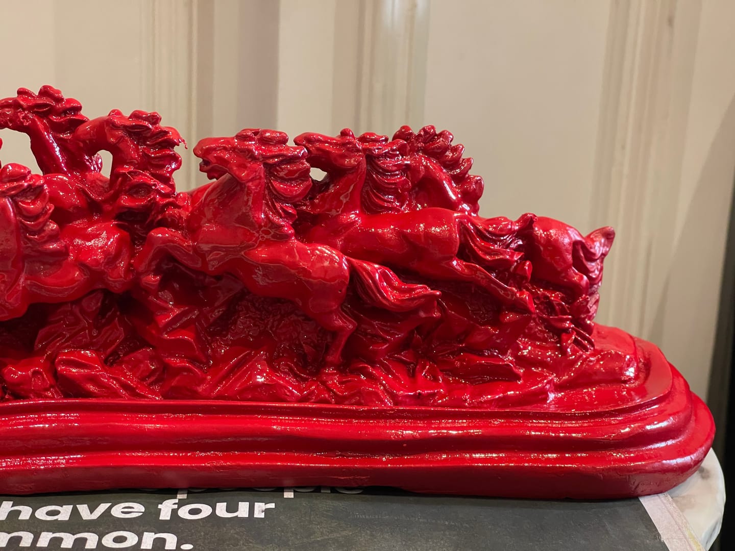 Customer photo review of Majestic Twelve Red Running Horses Resin Sculpture Vastu Remedy for Power, Rapid Progress and Business Growth for Office, Leadership Spaces and Living Room Decor | 39 x 14 cm | 1.6 kg