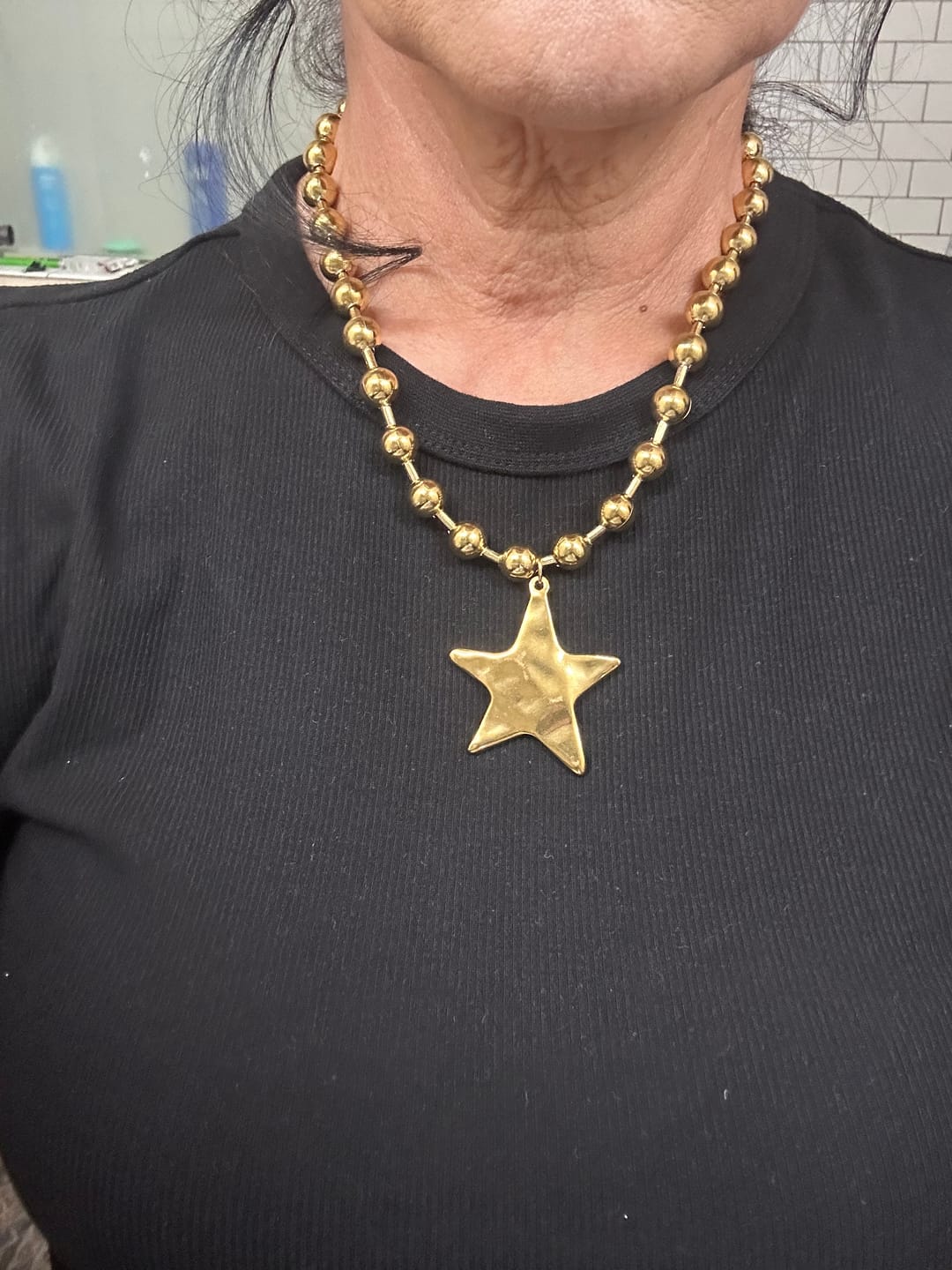 Customer photo review of Barb & Star Necklace || Gold On Gold