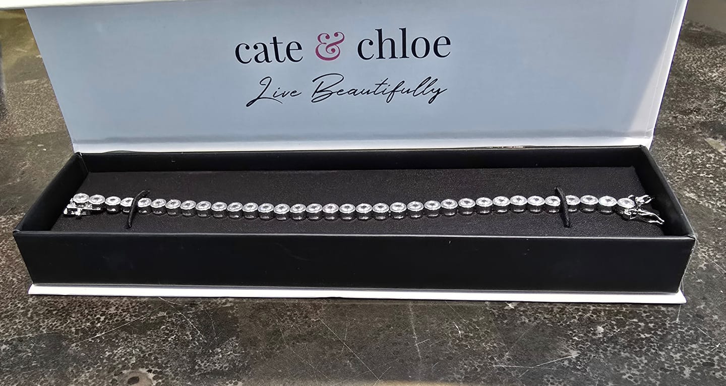 Customer photo review of Joelle 18k White Gold Plated Tennis Bracelet with Simulated Diamond Crystals