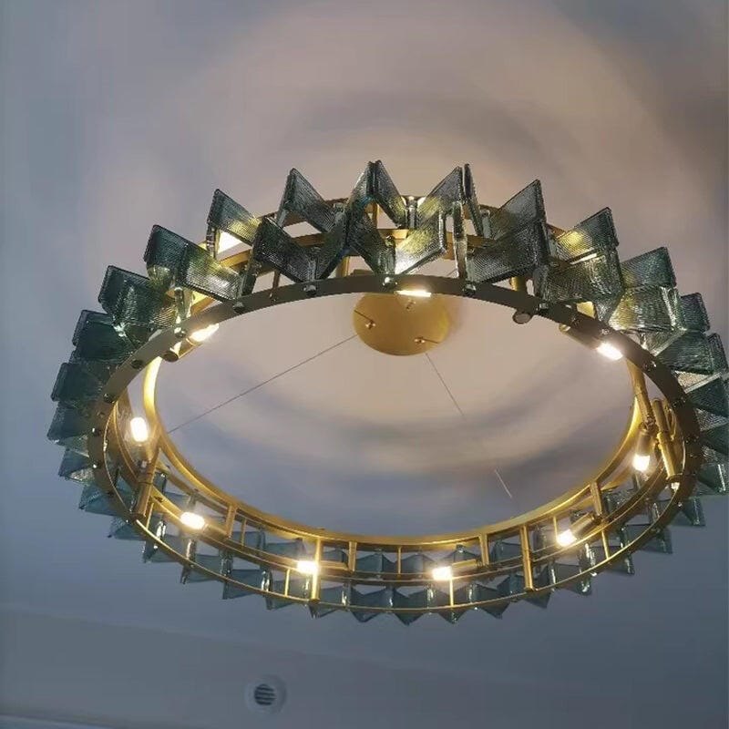 Customer photo review of Round Glass Chandelier, Handmade Shades, Gold Frame, 15 cm High