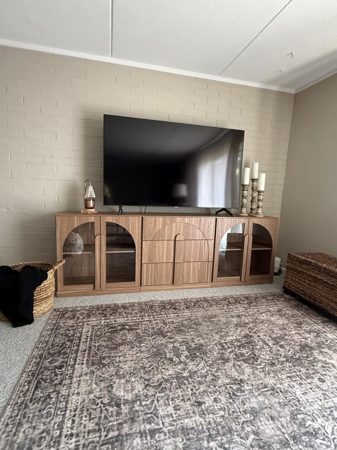 Customer photo review of Bijou Mid-Century Modern Modular Media Console (3-Piece)