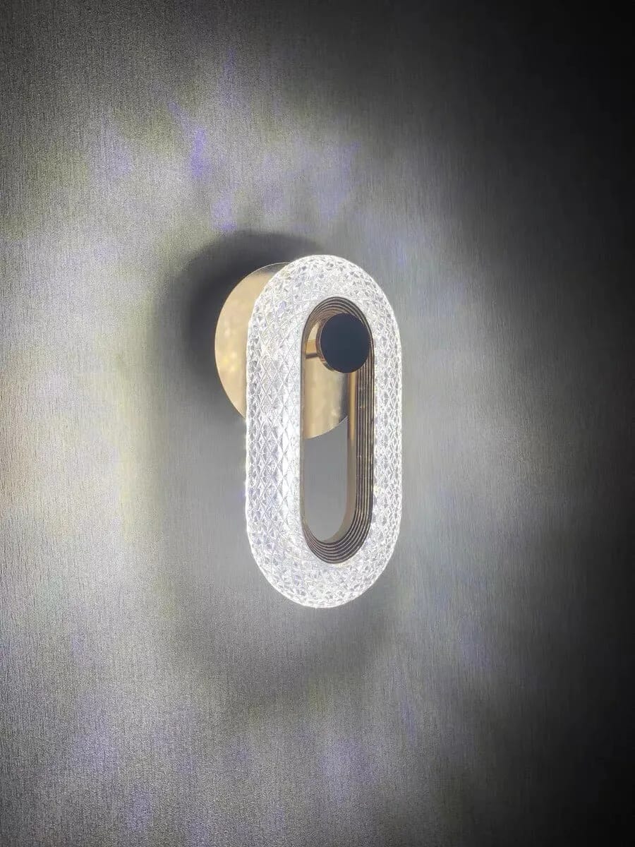 Customer photo review of Gold Wall Light, Patterned Acrylic Arc, Wall Sconce, 20–24 cm