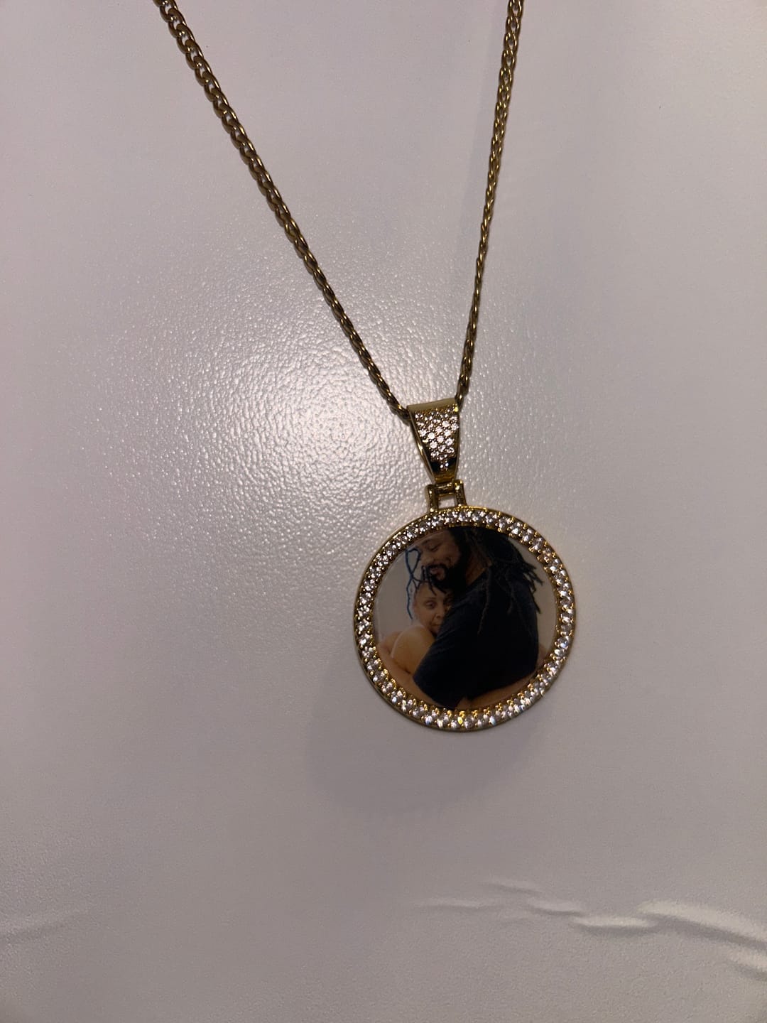 Customer photo review of Mens Iced Circle Photo Pendant