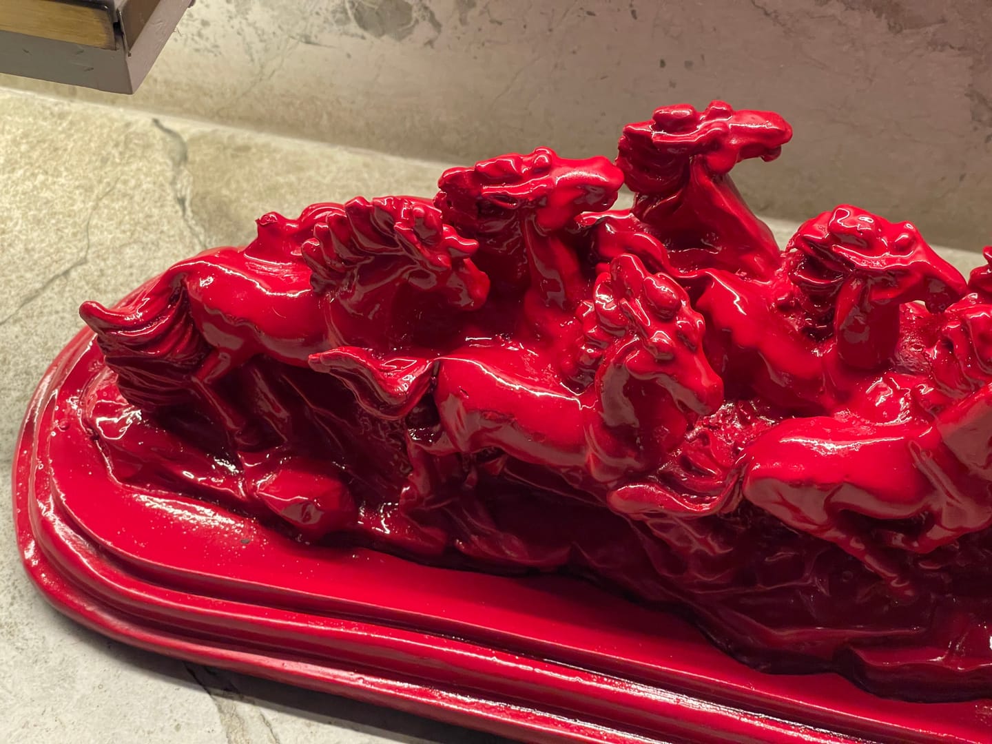 Customer photo review of Majestic Twelve Red Running Horses Resin Sculpture Vastu Remedy for Power, Rapid Progress and Business Growth for Office, Leadership Spaces and Living Room Decor | 39 x 14 cm | 1.6 kg