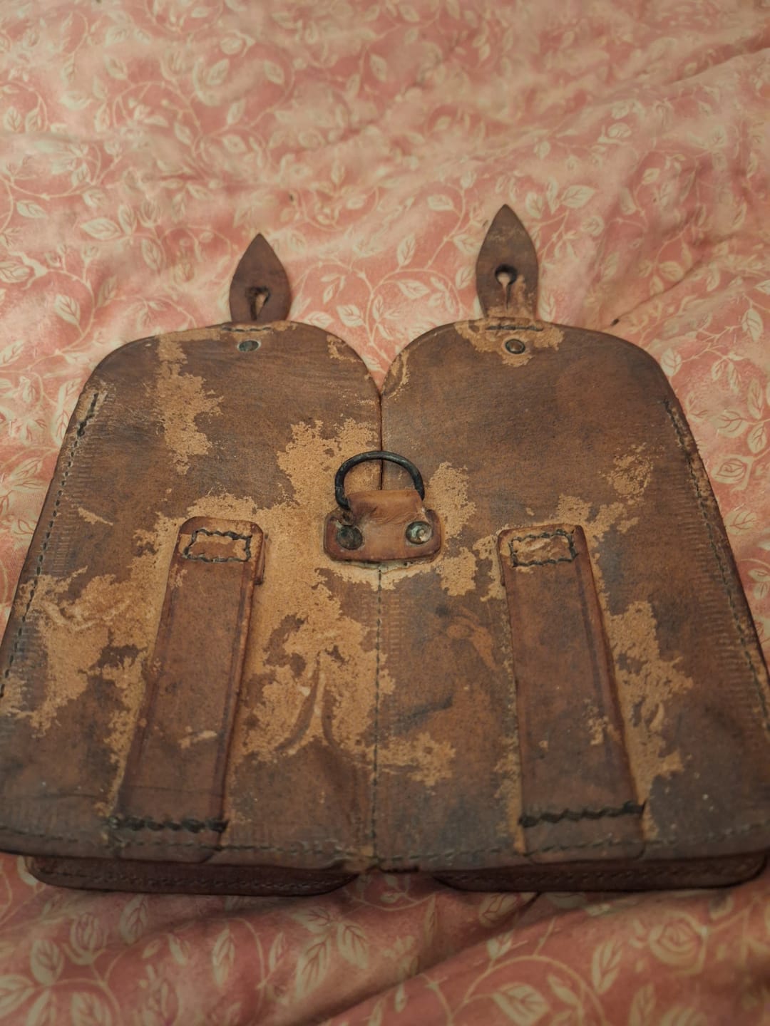Customer photo review of Original French army magazine pouch Brown leather ammo dual bag mag