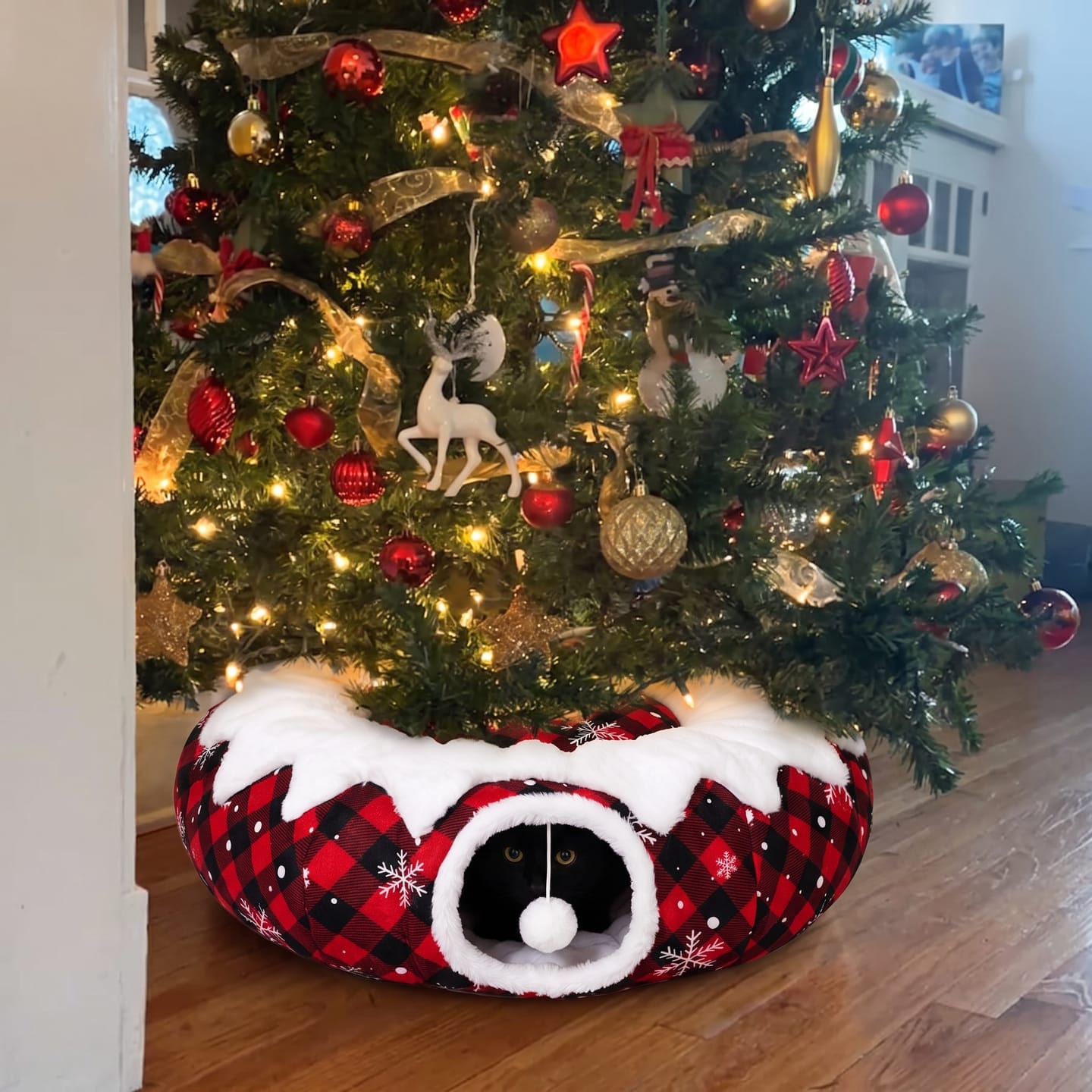 Customer photo review of Cama Túnel para Gato Navidad
