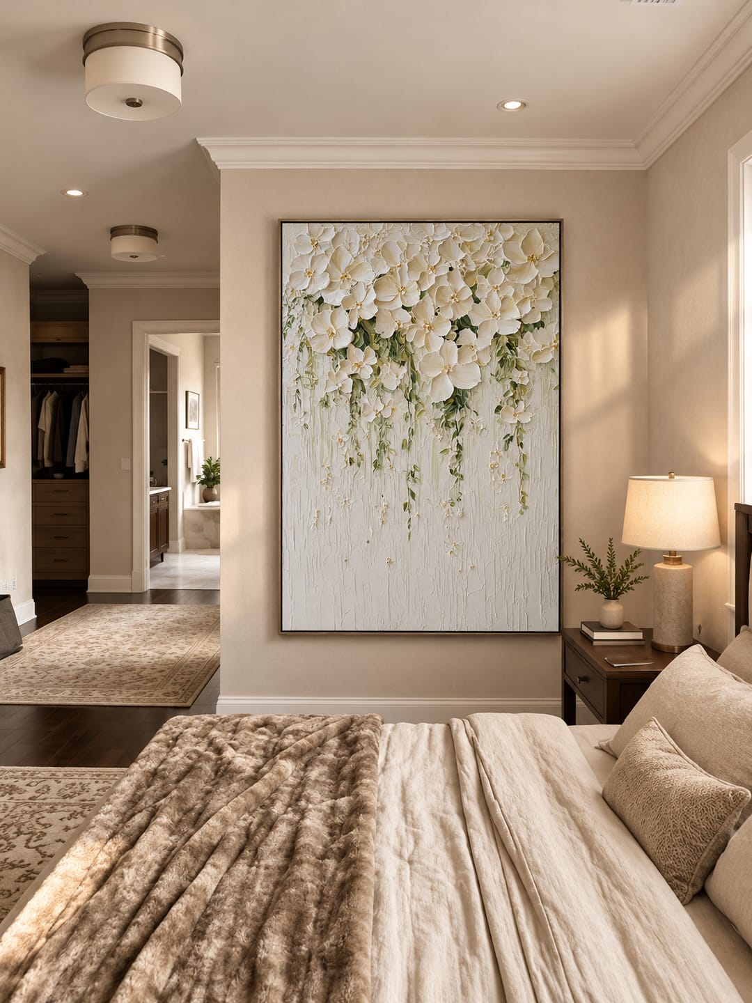 Customer photo review of "Romantic Waterfall – Textured Impasto White Floral Modern Acrylic Painting