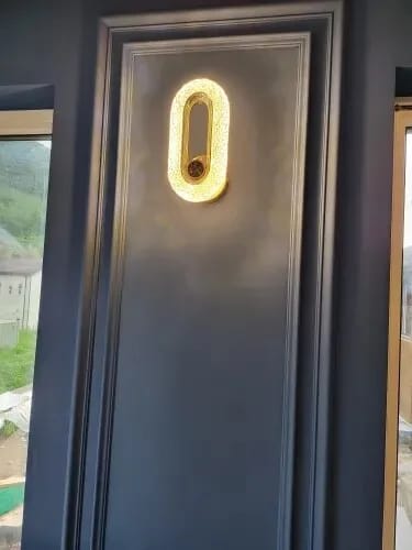 Customer photo review of Gold Wall Light, Patterned Acrylic Arc, Wall Sconce, 20–24 cm