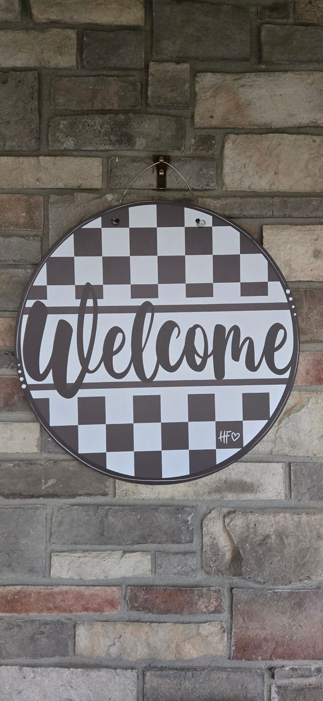 Customer photo review of Checkerboard Welcome Door Hanger