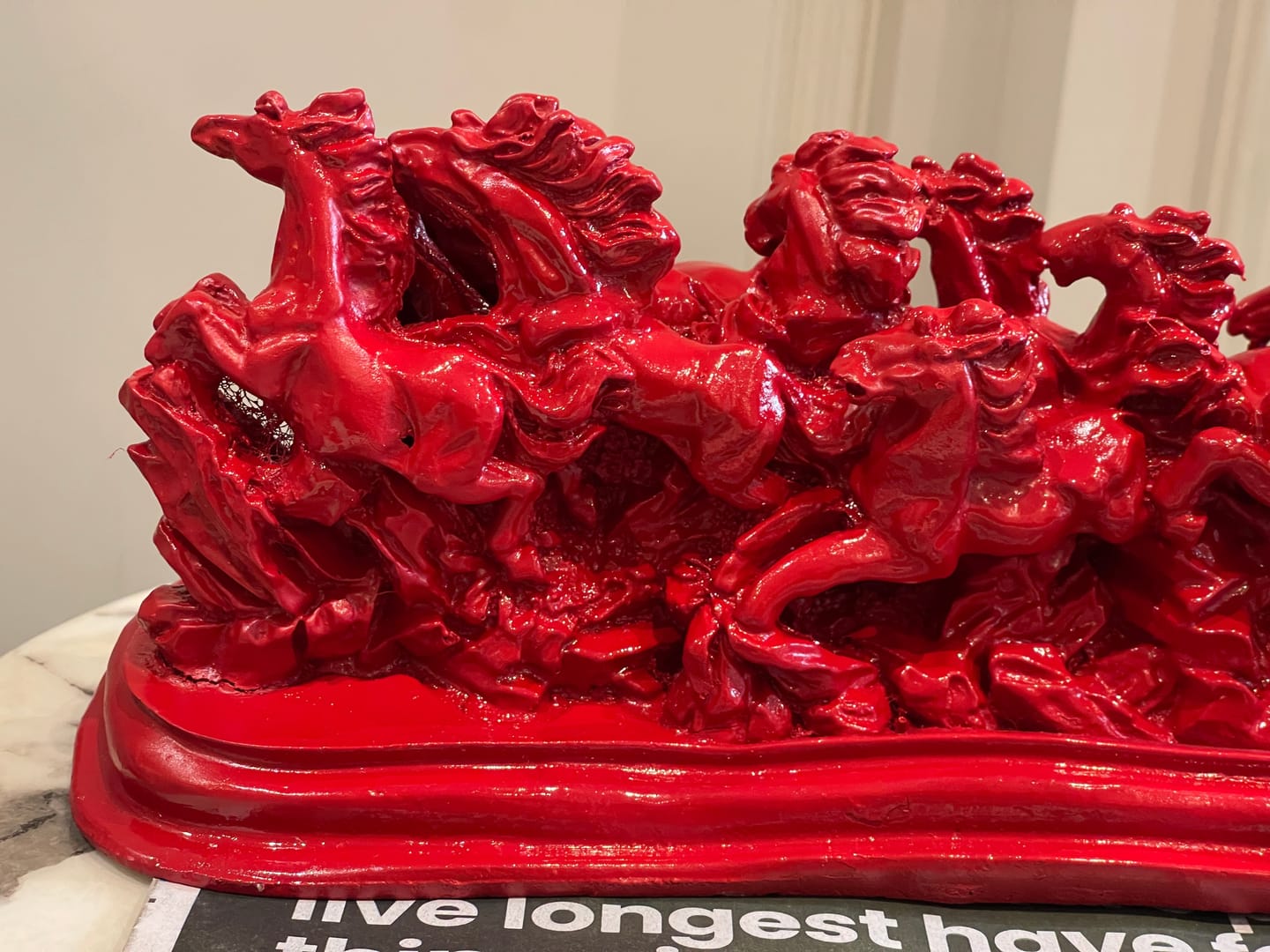Customer photo review of Majestic Twelve Red Running Horses Resin Sculpture Vastu Remedy for Power, Rapid Progress and Business Growth for Office, Leadership Spaces and Living Room Decor | 39 x 14 cm | 1.6 kg