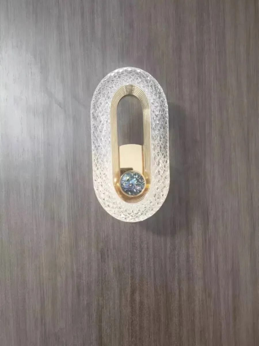Customer photo review of Gold Wall Light, Patterned Acrylic Arc, Wall Sconce, 20–24 cm