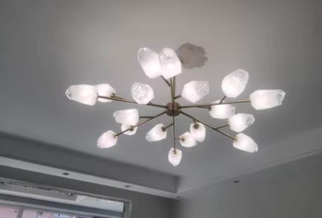 Customer photo review of Gold Iron Chandelier, White Glass Shades, Hardwired, 30 cm High