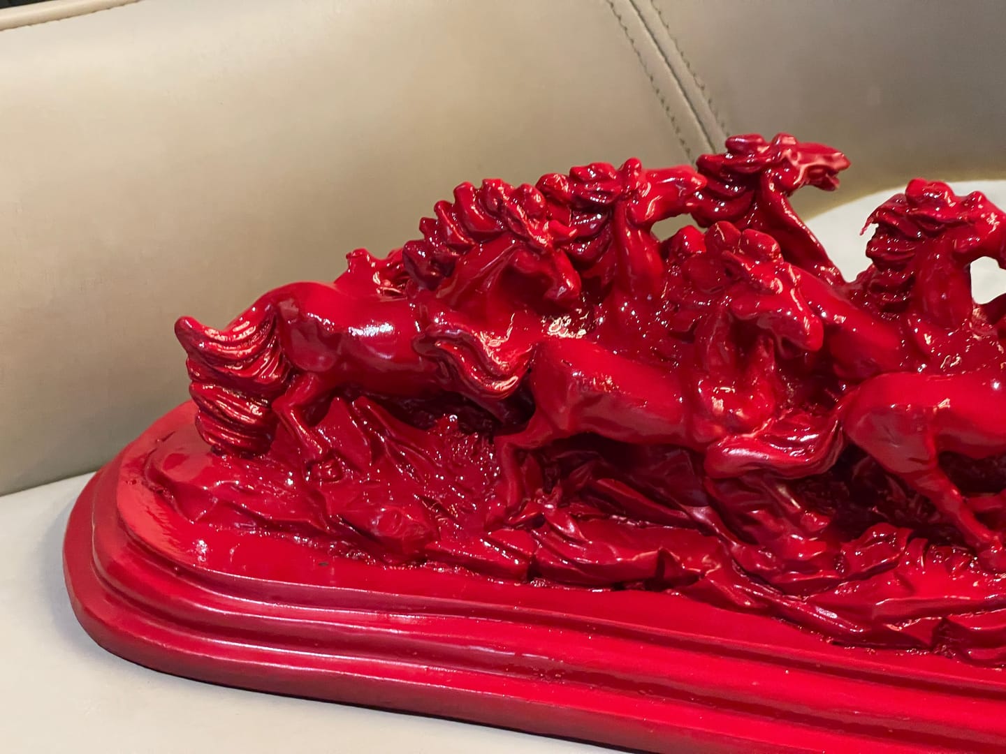 Customer photo review of Majestic Twelve Red Running Horses Resin Sculpture Vastu Remedy for Power, Rapid Progress and Business Growth for Office, Leadership Spaces and Living Room Decor | 39 x 14 cm | 1.6 kg