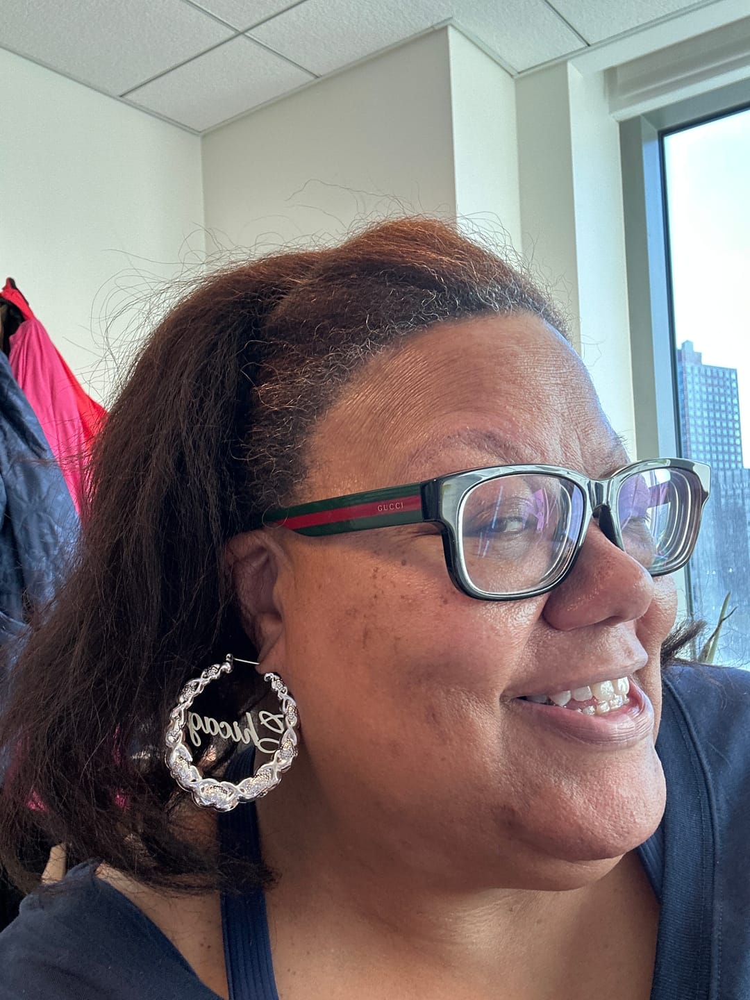 Customer photo review of XOXO Name Hoop Earrings