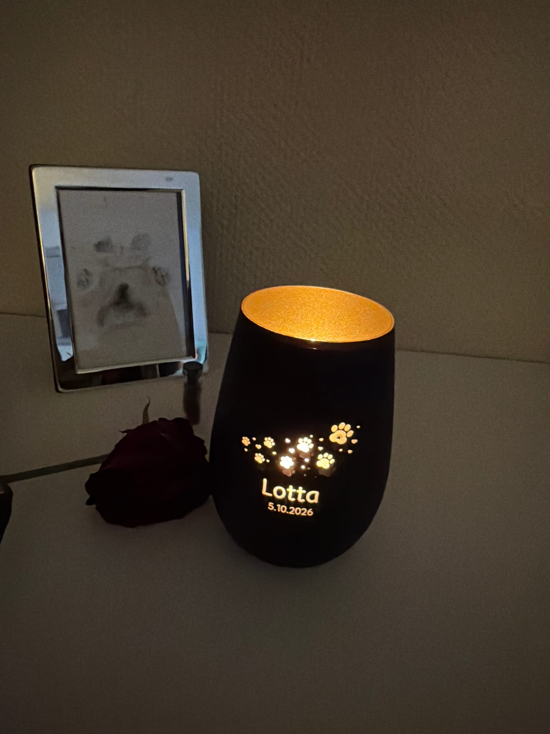 Customer photo review of Windlicht Haustier "unvergessen.."