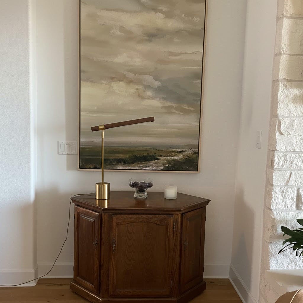 Customer photo review of Linear Table Lamp, Gold and Walnut Finish, Desk Lamp, LED