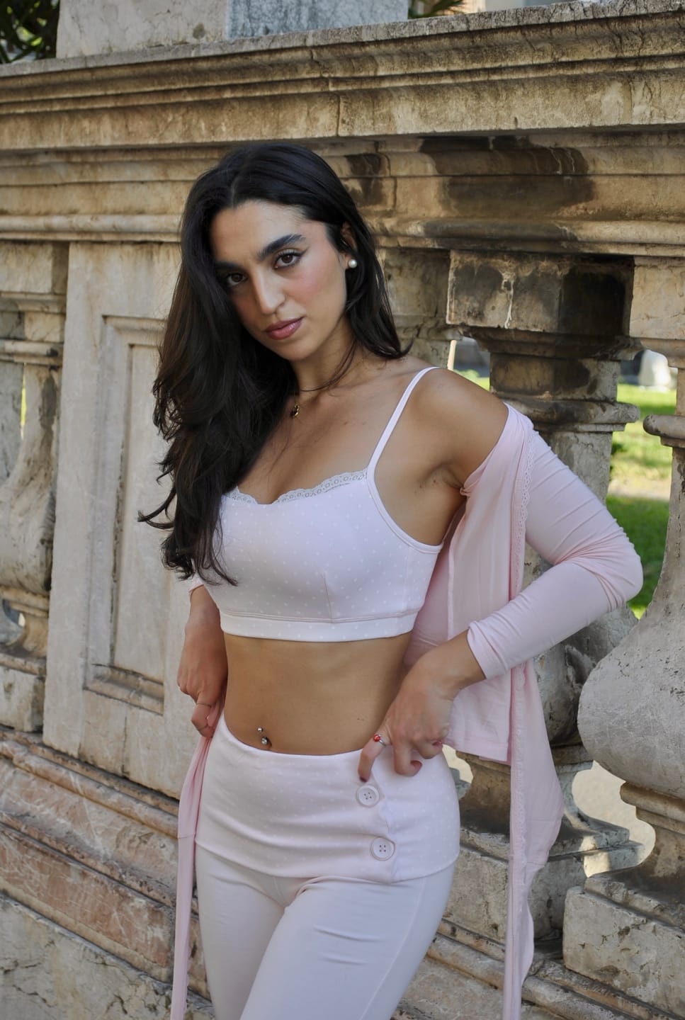 Customer photo review of Whimsy Doll Cotton Polka Active Bralette(Pink)