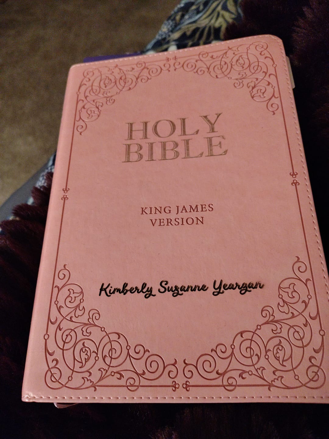 Customer photo review of Pink KJV Bible with Engraving and Tab Options