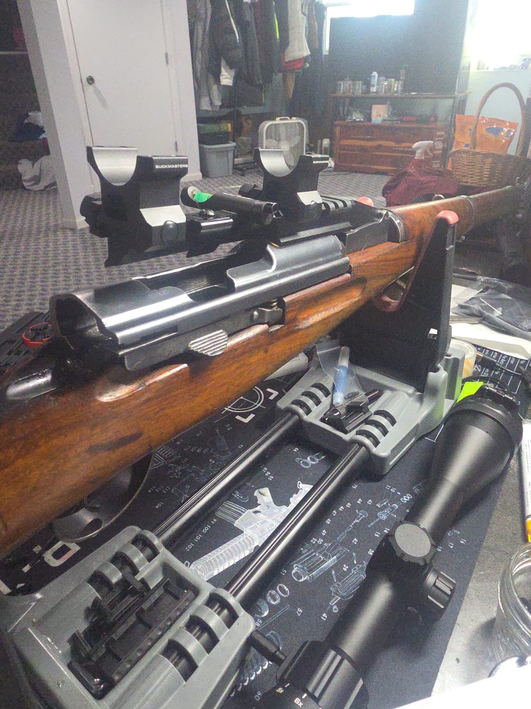 Customer photo review of Swiss K31 NDT (No Drill-Tap) Scope Mount Picatinny Rail with adjustable shell deflector