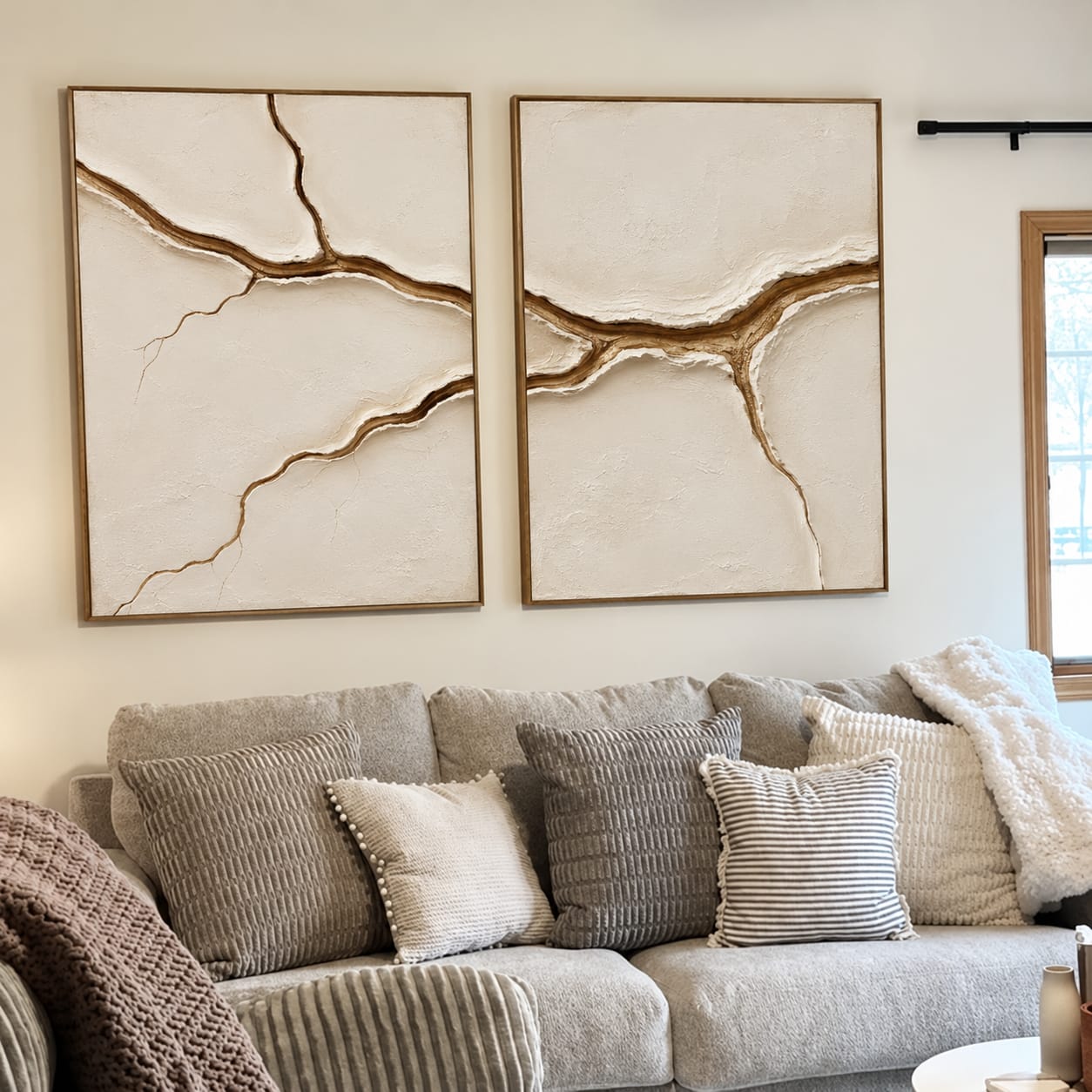 Customer photo review of Split Vein-Relief Diptych Painting