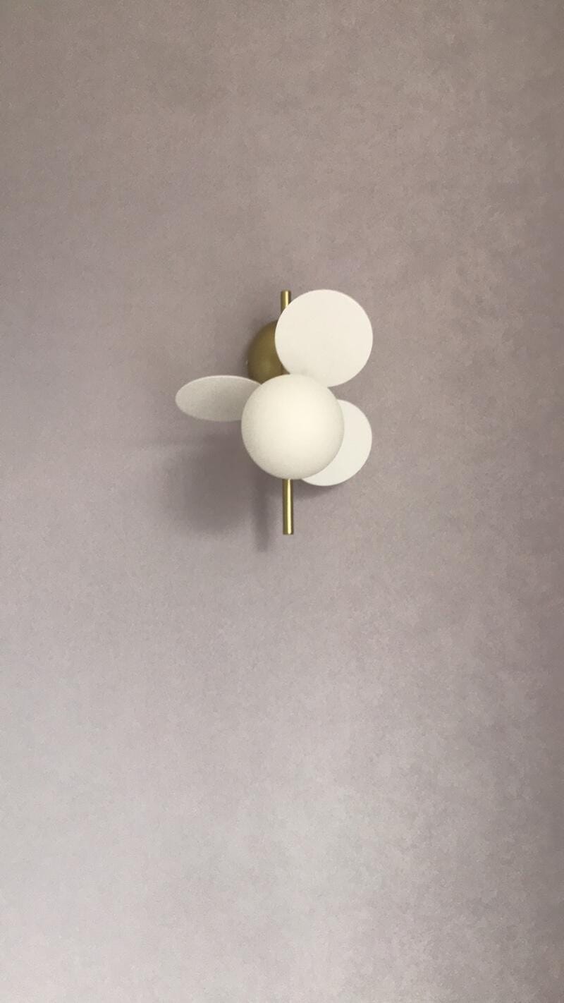 Customer photo review of Round Wall Light, Mid-Century Metal and Glass, Wall Sconce