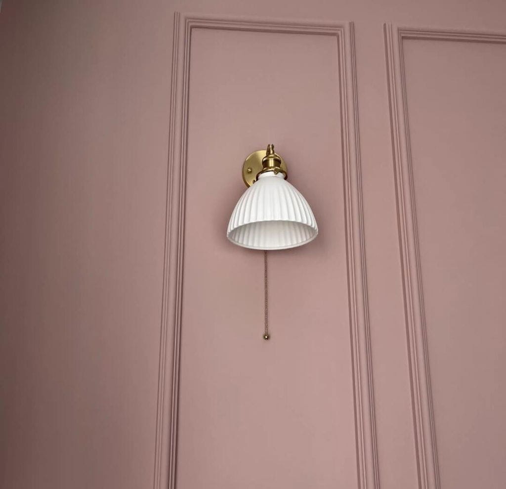Customer photo review of Brass Wall Light with Pleated Ceramic Shade, Wall Sconce