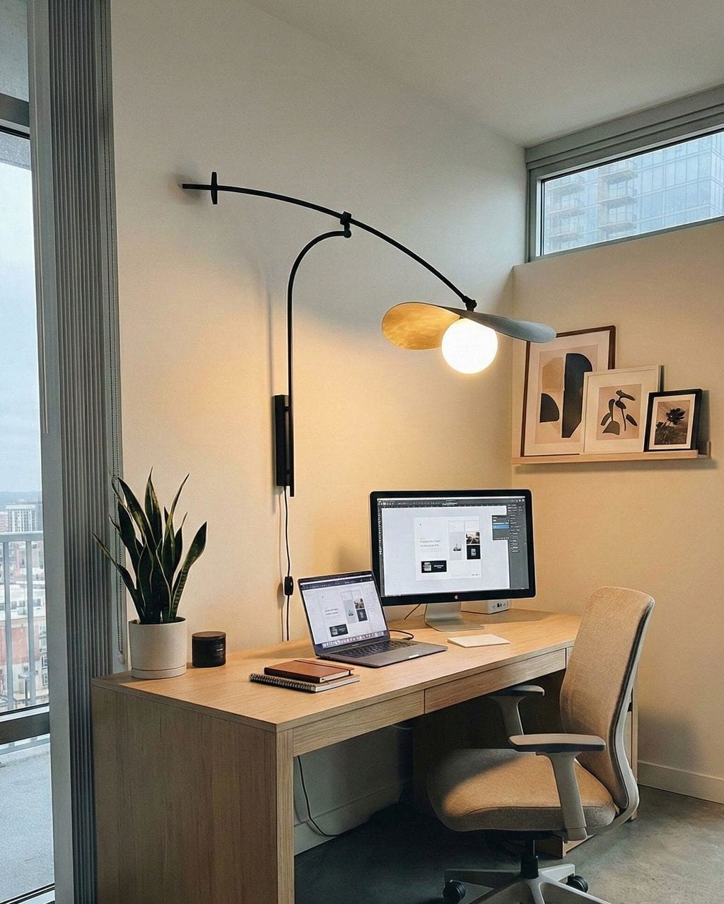 Customer photo review of Adjustable Arm Wall Light, Black Iron Wall Sconce, Plug In