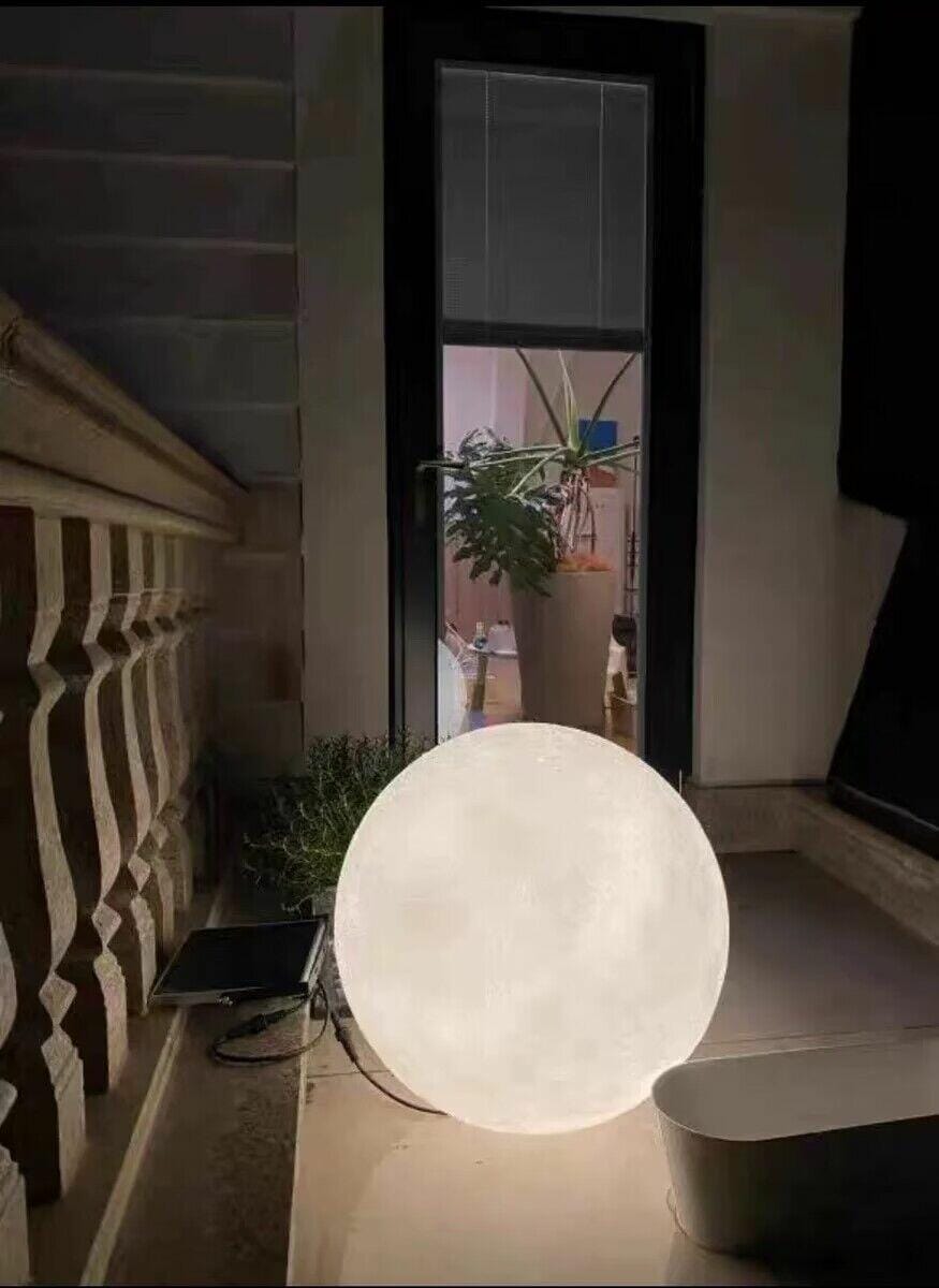 Customer photo review of White Sphere Floor Lamp, Resin and Fibre, Textured Surface